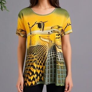 Dali Melting Clock Soft Watch Space Surrealism Fine Art Print T-shirt XL